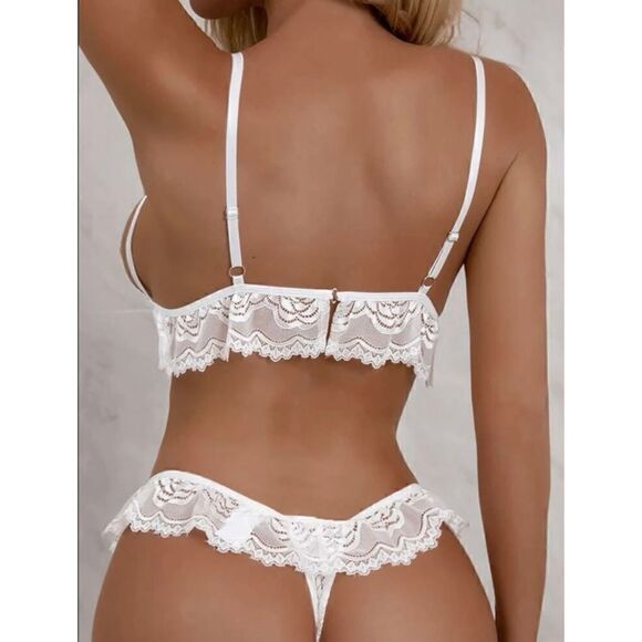 Sexy Sheer Floral Lace Bridal Lingerie Set - Picture 2 of 9